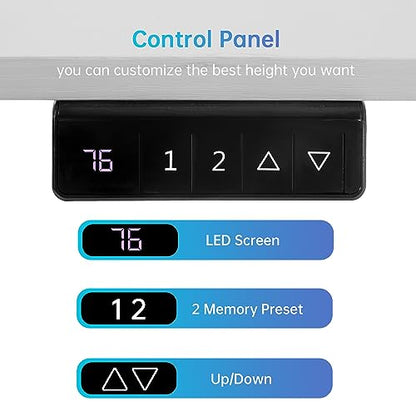 PayLessHere 55 Adjustable Height Standing Desk Computer Desk with Large Space and Headphone Holder Office Desk with Electric Lifting and 2 Memory Function for Office Bedroom Meeting Room,Whit - WoodArtSupply