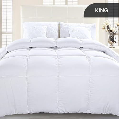 Utopia Bedding Comforter Duvet Insert, Quilted Comforter with Corner Tabs, Box Stitched Down Alternative Comforters King Size (White) Utopia Bedding