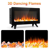 uHousDeco 16in Freestanding Electric Fireplace Heater, Small Fire Place Electric Fireplace with 3D Realistic Flame, Portable Indoor Fireplace Space Heater, 750W | 1500W uHousDeco