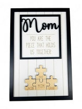Mothers Day Gift For Mom | Personalized Mom Puzzle Sign with Custom Kids Names | Add 1-8 Child Names | Puzzle Gift for Grandma | Puzzle Piece Wall Decor Family | Wood Puzzle Wall Decor (Mom) D3 Maker Custom Creations