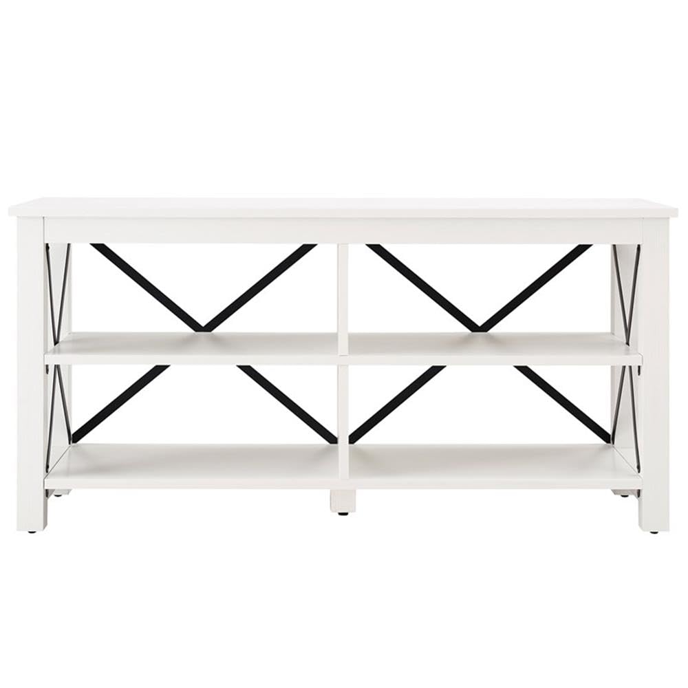 Henn&Hart Rectangular TV Stand for TV's up to 55" in White, TV Stands for the Living Room Henn&Hart