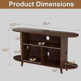 Hretanant Vinyl Record Player Stand with LED Lights & Charging Station, Large Record Holdert with Sliding Door for Turntable, Speakers, Modern Media Cabinet for Living Room Bedroom (Walnut, 55in) Hretanant