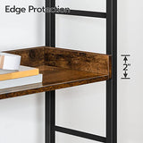 HOOBRO 4-Tier Industrial Bookshelf with Doors and Storage, Rustic Brown and Black HOOBRO