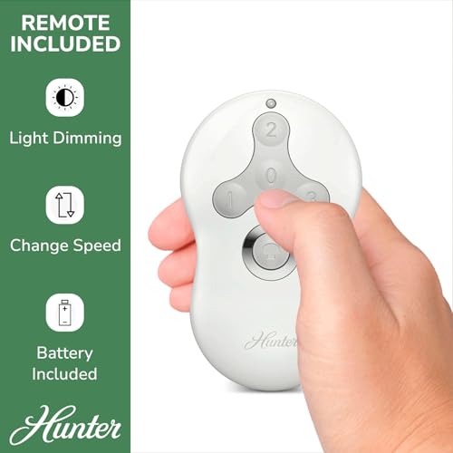 Hunter Fan Dempsey Low Profile Ceiling Fans with Lights and Remote, Flush Mount Ceiling Fan with Lights, Metal, Brushed Nickel Finish, 44 Inch LED Hunter