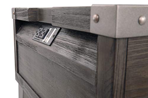 Signature Design by Ashley Todoe Industrial Square End Table with 1 Drawer, 2 Outlets and 2 USB Charging Ports, Dark Gray with Weathered Pine Finish Signature Design by Ashley