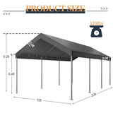 Shintenchi 10x20ft Heavy Duty Carport with UV Resistant Canopy, Powder-Coated Steel Frame, Easy to Assemble Portable Garage, Stable Carport for Car, Bike, Camp, Outdoor Storage (Grey) Shintenchi