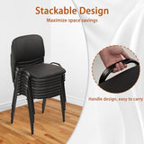 CLATINA Stacking Conference Room Chairs No Wheels, PU Leather Waiting Room Chair Armless Stackable Office Guest Chair with Metal Frames for Reception Lobby Side Training School, Black Set of 10 CLATINA