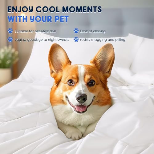 Rwlvpe Cooling Comforter Queen Size, 100% Rayon Derived from Bamboo Shell, Cooling Blanket for Hot Sleepers, Q-Max>0.48 Breathable Bamboo Fill Duvet Insert (90"x90", White) Rwlvpe