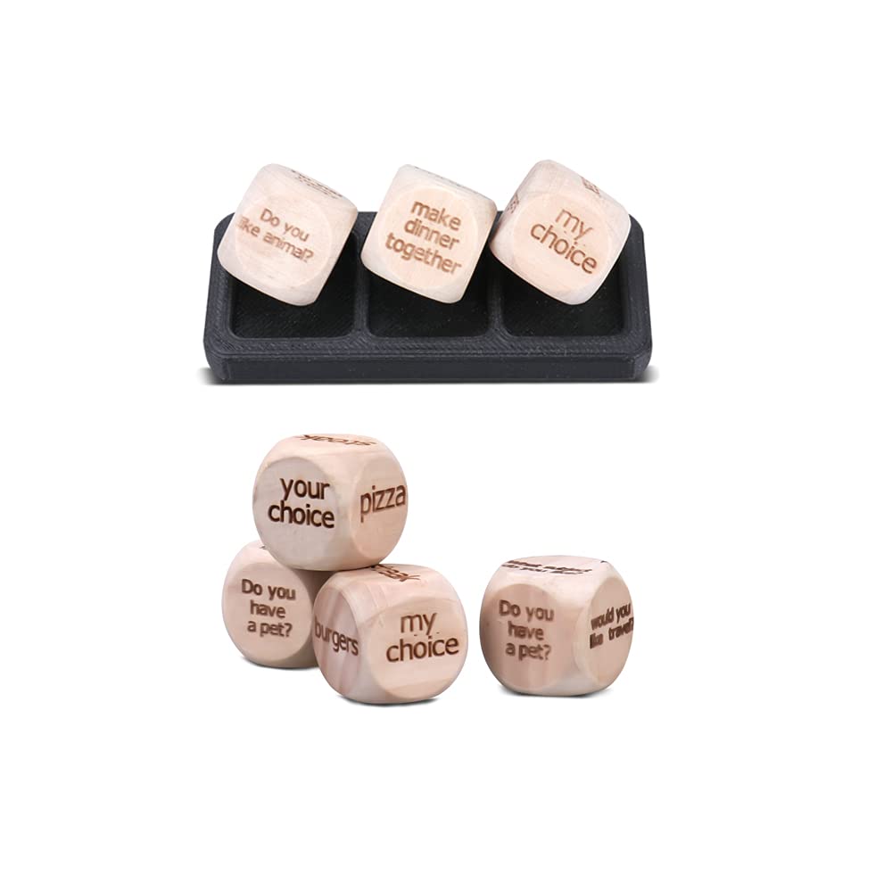 Custom Personalized Wooden Engraved Dice with Any Text (sty1) - WoodArtSupply