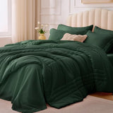 Velorose Queen Comforter Set Emerald Green - Bed in a Bag Queen Size 7 Pieces, Soft Bedding Set for All Seasons, Christmas Premium Queen Comforter Set with Comforter, Sheets, Pillowcases & Shams Velorose