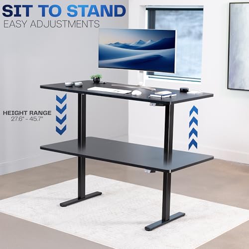 VIVO Electric Stand Up Desk Frame Workstation, Single Motor Ergonomic Standing Height Adjustable Base with Simple Controller, Black, DESK-V100EB VIVO