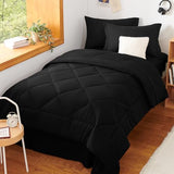 CozyLux Twin Comforter Set with Sheets Black - 5 Pieces Bed in a Bag Twin, All Season Bed Set for Girls and Boys, Bedding Set with Down Alternative Comforter, Sheets, Pillowcase & Sham CozyLux
