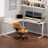 FLEXISPOT L Shaped Standing Desk, 71 x 63 Inch Electric Height Adjustable Corner Desk, Sit Stand Computer Workstation, Preset Controller, Home Office, White Frame with Maple Top FLEXISPOT