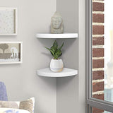 AHDECOR White Corner Wall Shelf, Wall Mounted Wood Corner Shelves, Set of 2 AHDECOR
