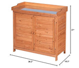 Outdoor Garden Patio Wooden Storage Cabinet Furniture Waterproof Tool Shed with Potting Benches Outdoor Work Station Table (Natural) GDLF