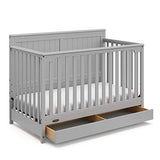 Graco Hadley 5-in-1 Convertible Crib with Drawer (Pebble Gray) – GREENGUARD Gold Certified, Crib with Drawer Combo, Full-Size Nursery Storage Drawer, Converts to Toddler Bed, Daybed Graco