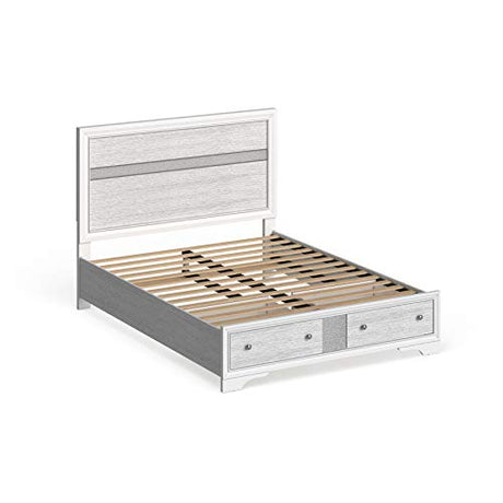 Acme Naima Eastern King Wooden Bed with Storage in White ACME Furniture