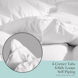 Martha Stewart White Goose Feather Down Fiber Comforter Queen Size- All Season Duvet Insert, Noiseless Fabric with 51oz Filled Luxury Cloud Fluffy Bed Comforter with 8 Corner Loops, White 90x90inch Martha Stewart