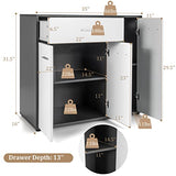 Giantex Buffet Cabinet with Storage, 3 Door Kitchen Cupboard with Large Drawer, Adjustable Shelf, Wood Kitchen Organizer, Entryway Console Table, Dining Room Furniture Giantex