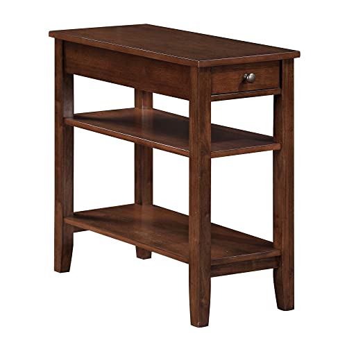 Convenience Concepts American Heritage Chairside End Table with Drawer 23.5" - Classic Living Room Table with Storage Shelf, Bedroom Nightstand, Espresso Convenience Concepts