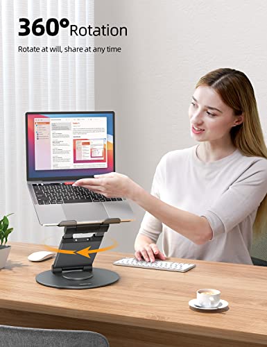 Nulaxy Telescopic 360 Rotating Laptop Stand for Desk Adjustable Height Swivel Pull Out Design Ergonomic Laptop Riser Standing Desk Converter Fits All 10-17" Laptops Computer MacBook, Gray Nulaxy
