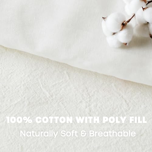 Intelligent Design Callie Girls Twin/Twin XL Comforter Set, Ivory 4-Piece Kids Bedding, 100% Cotton Tufted Pom Pom Tufted Jacquard, All Season Down Alternative, Cozy Shabby Chic Bedroom Décor Intelligent Design
