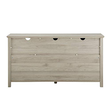 Walker Edison Modern Wood Grooved Buffet Sideboard with Open Storage-Entryway Serving Storage Cabinet Doors-Dining Room Console, 58 Inch, Birch Walker Edison
