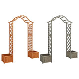 vidaXL Solid Firwood Garden Pergola with Planter Home Lawn Backyard Outdoor Patio Terrace Wooden Entryway Flower Planter Arbor Arch vidaXL