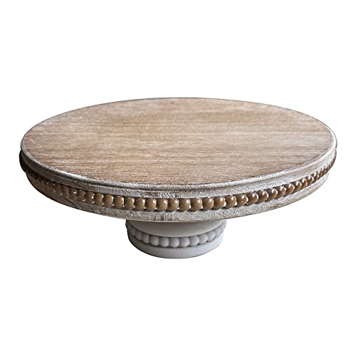 dwellington Large Round Wood Risers for Display, 12" Decorative Rustic Farmhouse Cake Stand Pedestal Tray for Home and Kitchen Decor