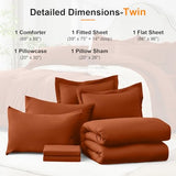 Easthome Twin Comforter Set 5 Piece - Soft Bed in a Bag Queen Size Comforter Sets, Cozy Luxury Bedding Sets with All Season Comforter, Flat Sheet, Fitted Sheet,Pillowcases & Shams, Orange Easthome