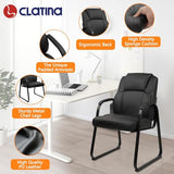 CLATINA Leather Guest Chair with Padded Arm Rest for Reception Meeting Conference and Waiting Room Side Office Home Black with Sled Base 8 Pack CLATINA