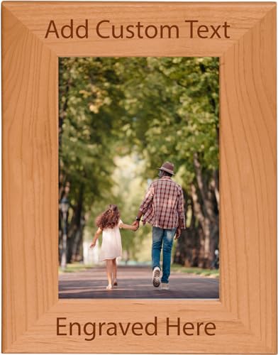 Personalized Add Your Custom Text Hanging/Tabletop Wall Natural Alder Wood Picture Photo Frame Customizable (5x7-inch Vertical) - WoodArtSupply