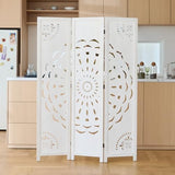 66.9Inch Wooden Room Partition - 3 Panels Boho-Styled Space Room Divider for Home/Office, Headboard & Yoga/Photo/Video Call Backdrop (White) Svimi