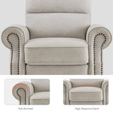 MCombo Pushback Recliner Chair, 3-Position Oversized Manual Recliner with Rolled Arms, Solid Wood Legs & Chenille Upholstery, Accent Reclining Chair for Living Room Office 4865 (Beige) MCombo