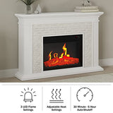 Electric Fireplace with Mantel - Freestanding Heater with Remote Control, Light-Adjustable LED Flames, and Faux Logs and Stones by Northwest (White) Northwest