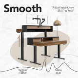 HUANUO Standing Desk with Drawers, 48 Inches Electric Height Adjustable Desk with Storage, Whole-Piece Board Sit Stand Up Desk with Monitor Shelf, Black Walnut HUANUO