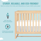 Dream On Me Milo 5-in-1 Convertible Crib and Changing Table with Free Changing Pad in Vintage White Oak, 3 Mattress Height Settings, Non-Toxic Finishes, Pinewood Dream On Me