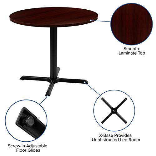 BizChair 36" Round Multi-Purpose Conference Table in Mahogany - Meeting Table for Office BizChair