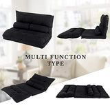 Flieks Floor Sofa Bed Adjustable 5-Position Reclining Futon Sofa Bed Foldable Lazy Sofa with 2 Pillows for Kids, Black Flieks