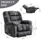 IOMOR Massage Recliner Chair with Heat and Massage, Ergonomic Overstuffed Breathable Fabric Reclining Chairs, Single Sofa Chair with Side Pockets for Living Room Home Theater (D-Gray) IOMOR