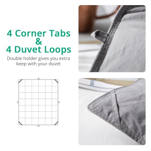 Topllen Down Feather Comforter Queen Size, All Season Duvet Insert, 100% Cotton Shell, Soft and Breathable Bedding with 8 Corner Tabs (90 x 90, Grey) Topllen