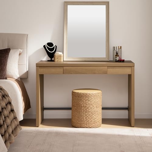 SICOTAS Computer Desk Writing Table - 47-Inch Home Office Executive Desk with Drawer, Farmhouse Study Desk with Storage,Boho Makeup Vanity Table for Bedroom Dormitory (Reclaimed Caramel Oak, 1 Piece) SICOTAS