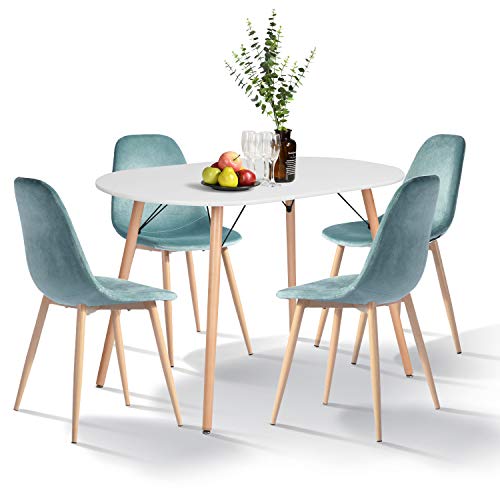 COZYCASA Dining Table Oval 47.2" Mid Century Modern White Kitchen Dinner Table Simple Table for Home Office Kitchen Living Room Bistro Cafe, Computer Writing Desk, White (Oval) COZYCASA