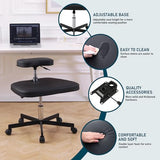LHOOCX Meditation Chair ADHD Chair Ergonomic Cross Legged Chair with Wheels,Kneeling Chair for Office and Home,ADHD Chairs for Adults (Black) LHOOCX