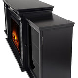 Real Flame Tracey 84" Grand TV Stand with Electric Fireplace in Black, Extra Large Entertainment Center with Electric Fireplace, Living Room TV Stand with Fireplace, fits up to 80" TV Real Flame