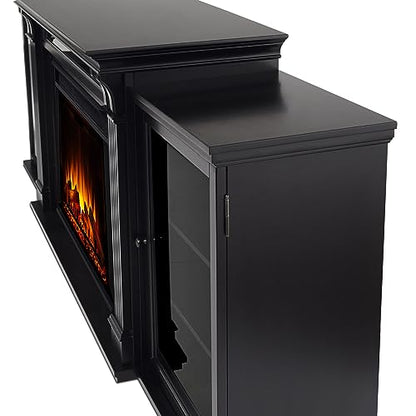 Real Flame Tracey 84" Grand TV Stand with Electric Fireplace in Black, Extra Large Entertainment Center with Electric Fireplace, Living Room TV Stand with Fireplace, fits up to 80" TV