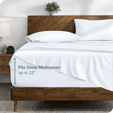 Bare Home Queen Sheet Set - 22" Deep Pockets - Luxury 1800 Ultra-Soft Microfiber Queen Bed Sheets - Double Brushed - Easy Fit - 4 Piece Set - Bedding Sheets & Pillowcases (Queen, White) Bare Home