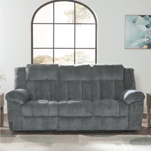 Signature Design by Ashley Tip-Off Modern Wall Hugger Power Reclining Sofa with Adjustable Headrest and USB Ports, Gray Signature Design by Ashley