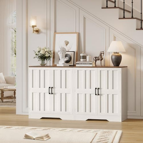 Sideboard Buffet Cabinet, Modern Farmhouse Kitchen Storage Cabinet, Small Modular Accent Cabinet Coffee Station Bar Media Console Table Credenza for Kitchen Dining Room, Living Room Entryway Hallway Vividwood