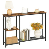 HOOBRO Narrow Console Table, Sofa Table, 44.9" Skinny Entryway Behind Couch Table with Storage Shelves, Long Hallway Table for Living Room, Foyer, Hallway, Rustic Brown and Black BF86XG01 HOOBRO